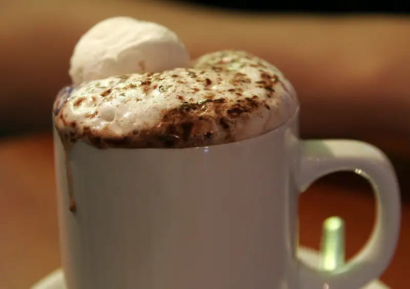 Una tazza di cioccolata calda densa